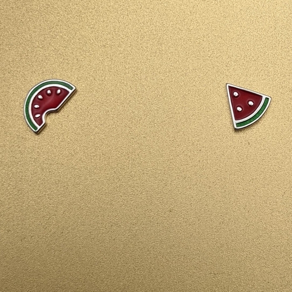Jewelry - Watermelon asymmetrical sterling silver stud earrings